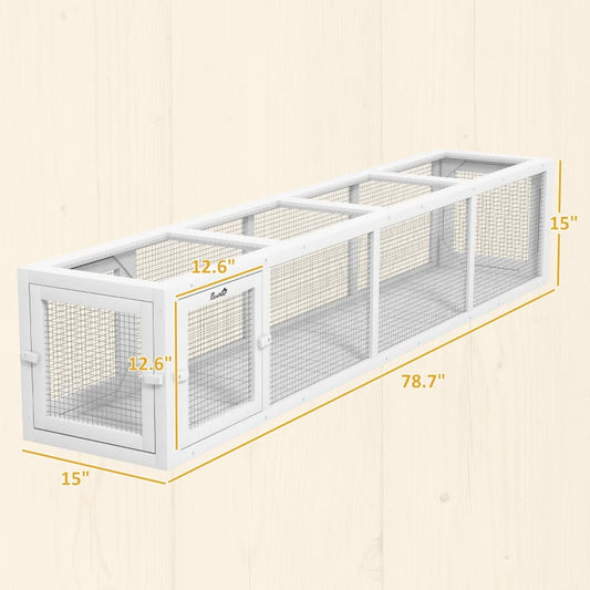 KFX-5149245 Weather-Resistant Wooden Cat Tunnel with Multiple Entrances for Indoor and Outdoor Use