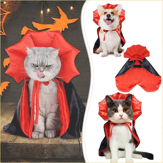 KFX-5149757 Vampire Pet Cloak Costume for Small Dogs, Cats, and Kittens - Soft Plush Halloween Outfit