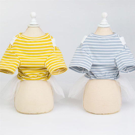 KFX-5150141 White Bow Tie Yarn Skirt for Babies - Pure Cotton Dress in Yellow/Light Blue, Sizes XS to XL