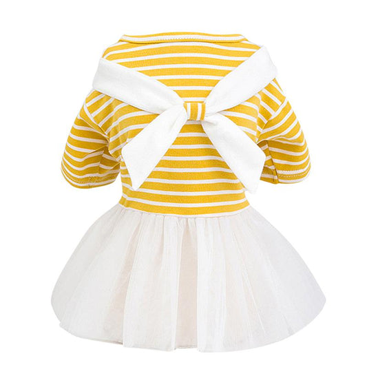 KFX-5150141 White Bow Tie Yarn Skirt for Babies - Pure Cotton Dress in Yellow/Light Blue, Sizes XS to XL