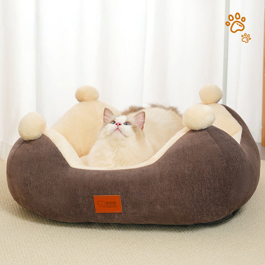 KFX-5152829 Cozy Velvet Square Nest for Cats and Dogs - Warm Pet Bed for All Seasons