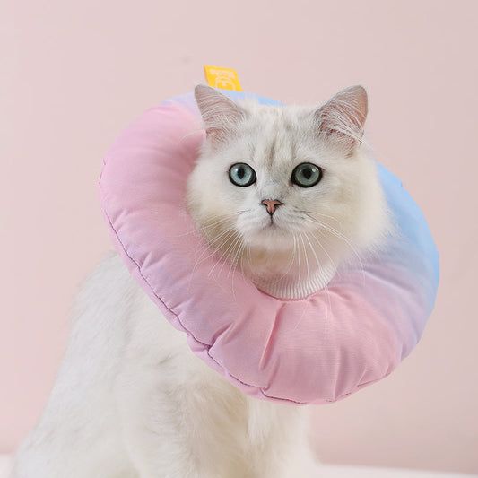 KFX-5152957 Rainbow Gradient Soft Waterproof Headgear for Pets - Sterilization Ring for Cats and Small Dogs