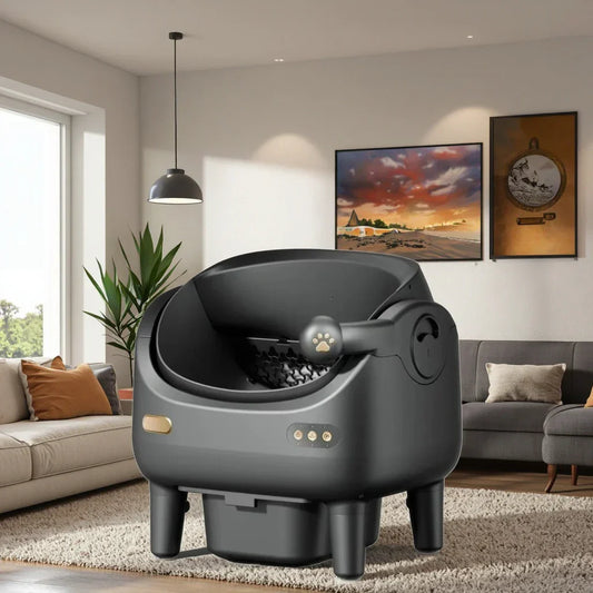 KFX-515475 Automatic Self-Cleaning Cat Litter Box - Eco-Friendly Square Design, Large Capacity ABS Plastic, Travel & Comfort
