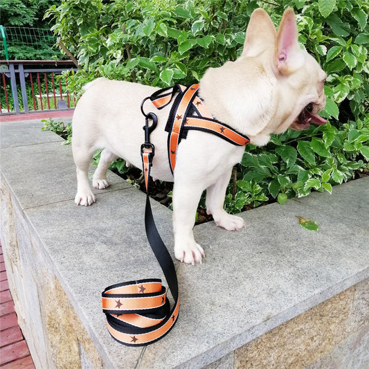 KFX-5160381 XINGX Nylon Pet Chest Strap with Traction Rope - Adjustable and Comfortable Fit in Red, Yellow, Orange