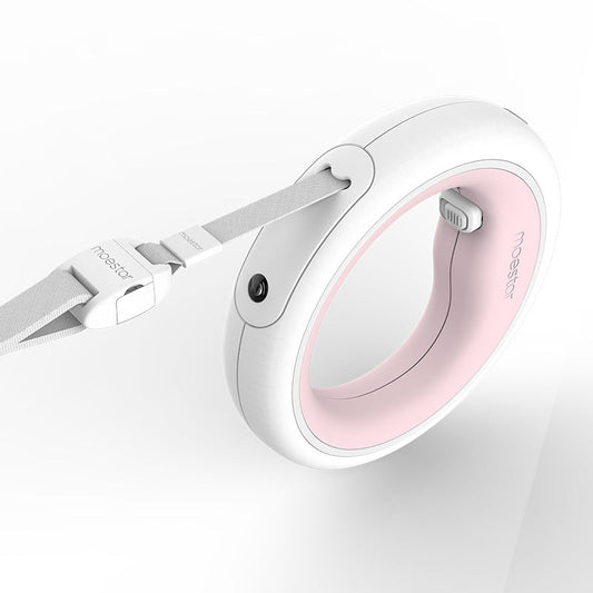 KFX-5160893 UFO Retractable Traction Rope for Dogs - Luminous, 2.6m, White & Pink Options
