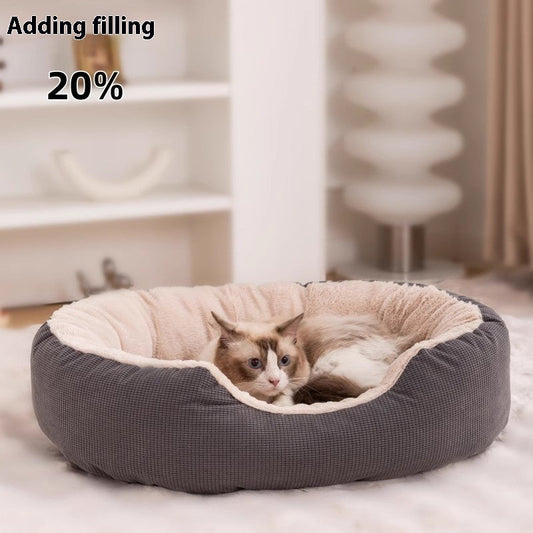 KFX-5165117 Warm Removable Washable Scratch-resistant Fleece-lined Cat Nest in Gray, Khaki, and Bright Yellow
