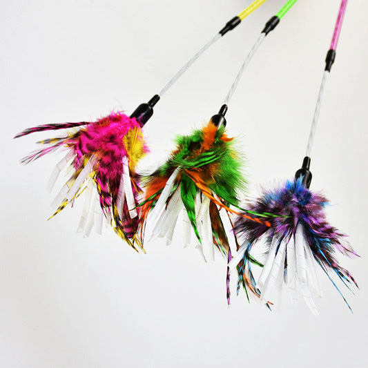 KFX-5167677 Cat Feather Spiral Stick with Paper Wool for Playtime Fun