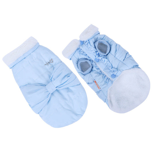 KFX-5169213 Soft Velvet Princess Cat Flannel Outfit in Blue for Pets