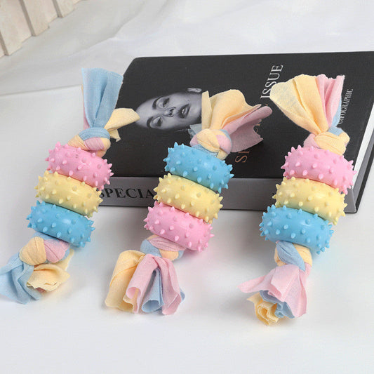 KFX-5173437 Dog Molar Cleaning Toy - TPR Three Circle Cloth Strip, Bite Resistant