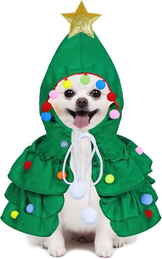 KFX-5179965 Festive Cat Christmas Costume with Tree Design and Star Ornament for Cats and Kittens