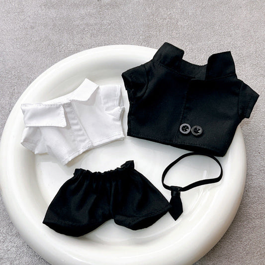KFX-5188285 Stylish Black Suit Set with Oval Sunglasses and Ankle Boots for Dolls