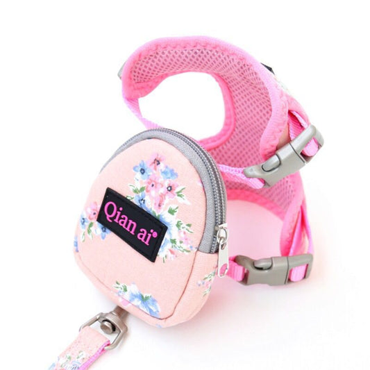 KFX-5198909 Adjustable Pet Harness and Leash Set for Small and Medium Dogs and Cats in Pink, Gray, and Sky Blue