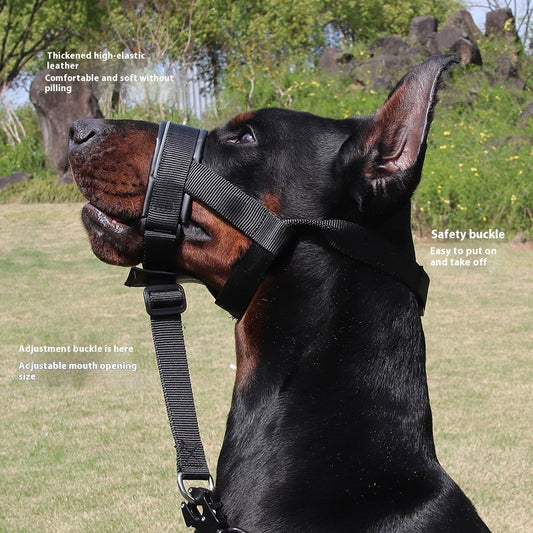 KFX-5202237 Leather Adjustable Dog Mouth Cover for Medium and Large Breeds - Anti-Bite and Anti-Bark, Available in Black, Dark Khaki, and Dark Brown