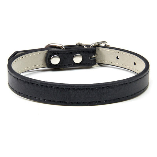 KFX-5207357 Monochrome PU Dog Collar for Small and Medium Pets - Various Colors and Sizes Available