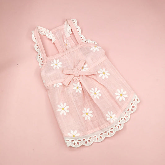 KFX-5211709 Lace Skirt for Dogs and Cats with Blue and Pink Sunflower Print, Cotton Material, Sizes XS-XL