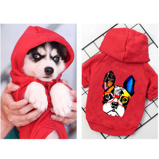 KFX-5219261 Cozy Cotton Hoodie for Dogs - Warm and Loose Fit in Black, Grey, Red, Sizes S-XXL