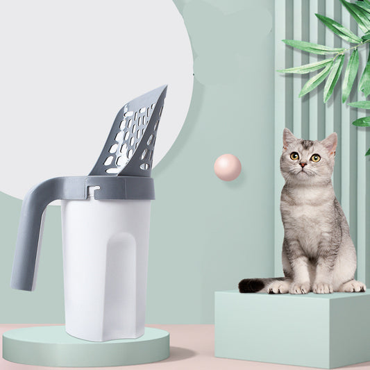 KFX-5236157 Integrated Cat Litter Scoop with Trash Can for Easy Waste Disposal and Cleaning
