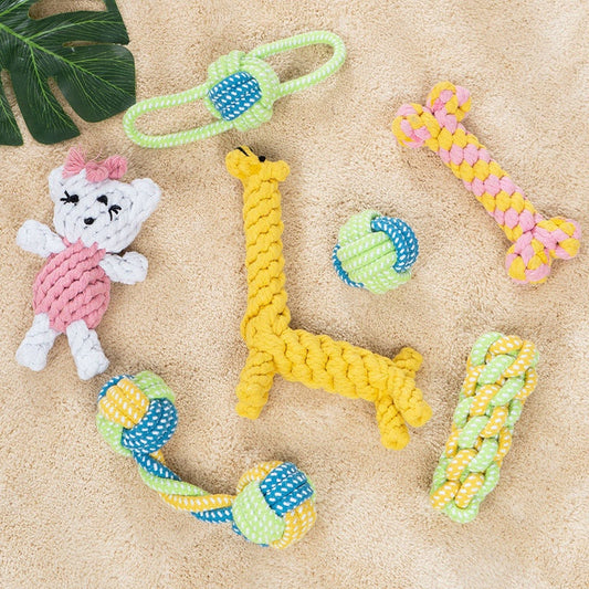 KFX-5238973 Durable Cotton Rope Chewing Toy for Dogs - Molar Friendly Designs