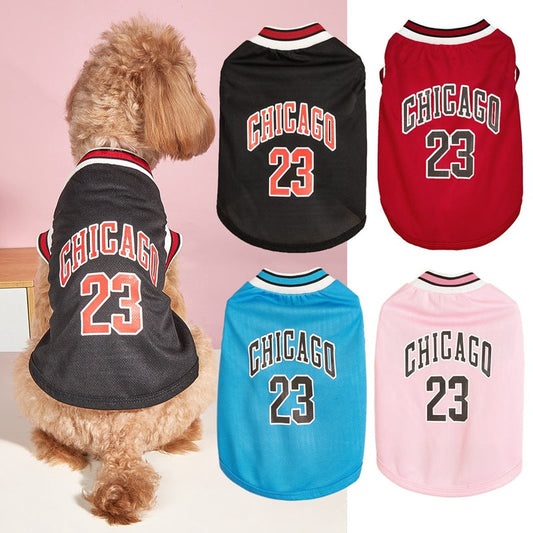 KFX-5242301 Casual Mesh Polyester Basketball Vest for Dogs in Multiple Sizes