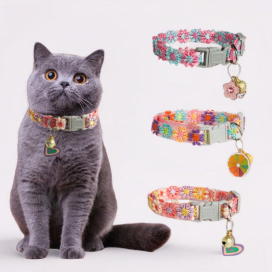 KFX-5245885 Lace Embroidery Trim Pet Collar for Cats in Floral Patterns