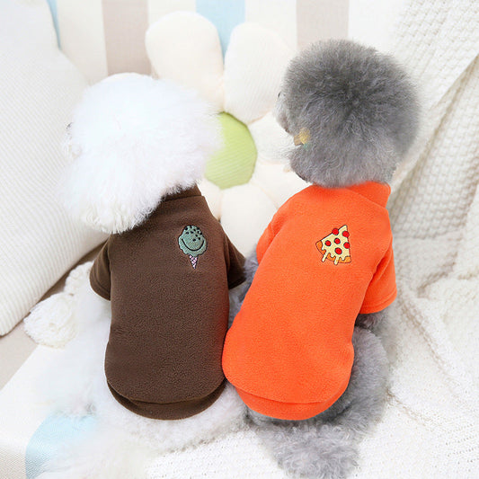 KFX-5246269 Cozy Medium-Sized Dog Fleece Sweatshirt in Orange, White, or Dark Brown