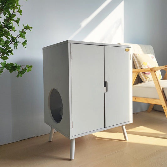KFX-5247549 Cat Nest Cupboard in White, Orange, Red, Milky White, and Log Color+White Wood Finish