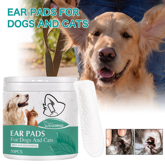 KFX-5251517 Ear Cleaning Finger Stall for Pet Care - 50 Cotton Cloth Tips for Dogs and Cats