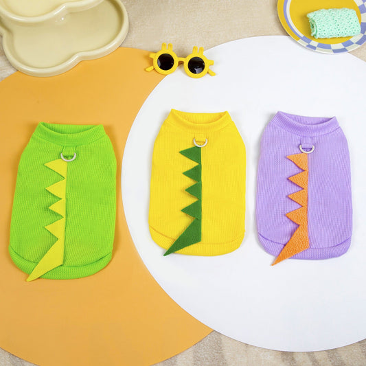 KFX-5281213 Cartoon-Style Polyester Dog Clothing in Purple, Yellow, Green - Sizes S to XXL