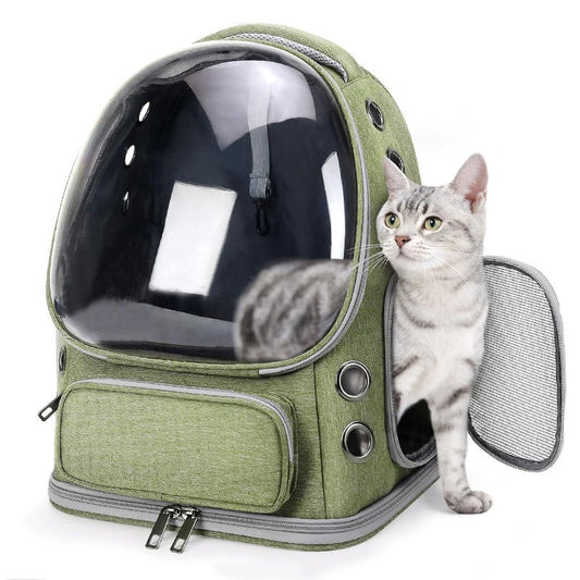 KFX-5282877 Portable Transparent Space Capsule Pet Backpack for Cats and Small Dogs, Compatible with Pets Up to 6.5kg