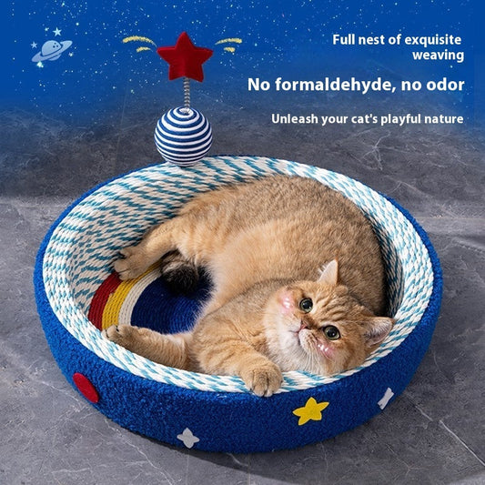 KFX-5296189 Starry Sky Cat Scratch Board - Woven Round Design for Cats Up to 4kg