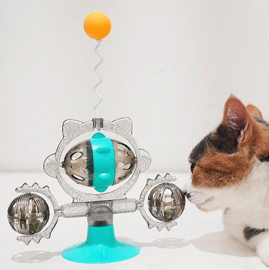 KFX-5301693 Colorful Cat Toy Pinwheel with Sucker and Leaky Ball