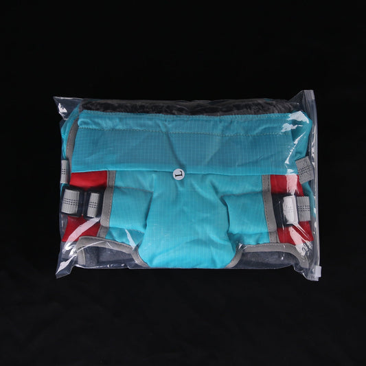 KFX-5302333 Windproof Cotton-Padded Dog Coat in Sky Blue and Red - Comfortable and Cozy Pet Clothing