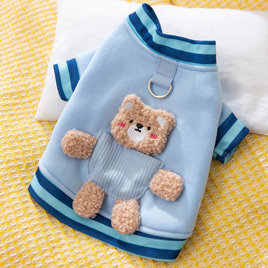 KFX-5302461 Cozy Wool Dog Sweater with Cute Bear Details, Soft Pullover for Cool Weather