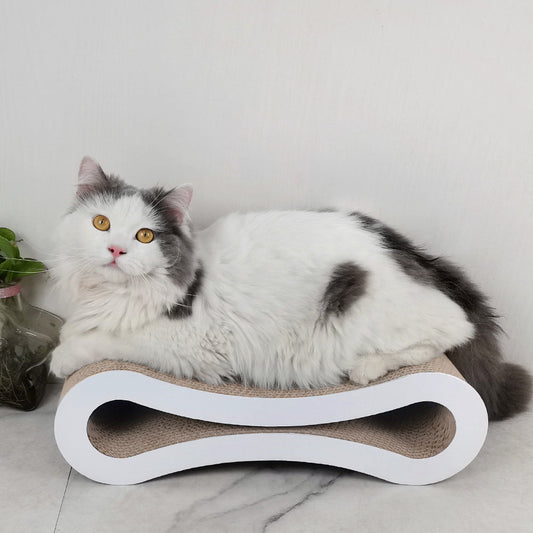 KFX-5303869 Large Eight-Shaped Cat Toy Made of Corrugated Paper in White and Black