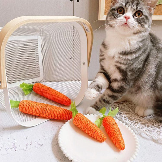 KFX-5304509 Carrot-Shaped Cat Scratch Board for Kittens - Molar Toy Made from Paper