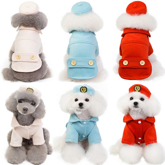 KFX-5306045 Stylish Cotton Stewardess Coat for Small to XXL Dogs - Red, Khaki, Blue