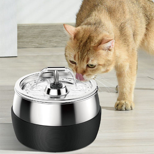 KFX-5309501 Stainless Steel Cat Water Dispenser with USB Interface for Easy Refilling