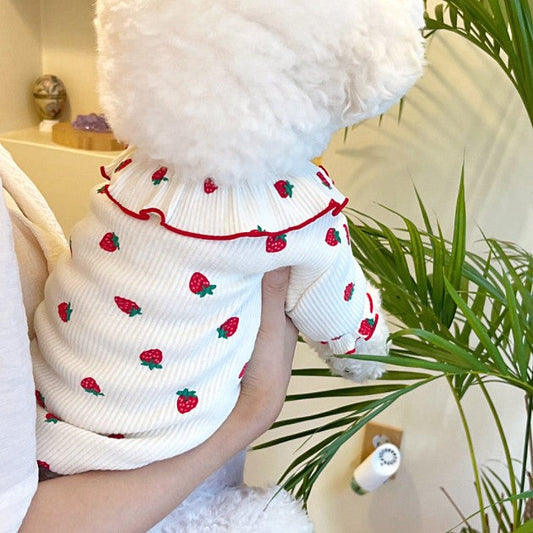 KFX-5313981 Lace Strawberry Print Lightweight Pet Clothing for Dogs and Cats