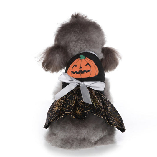 KFX-5317565 Charming Halloween Dog Dress in Pumpkin and Ghost Print for Festive Pets