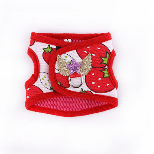 KFX-5318461 Rabbit and Guinea Pig Vest Harness with Traction Rope - Cotton Blend in Red, Pink, Blue, Sizes S, M, L