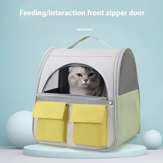 KFX-5327165 Transparent Cat Backpack with Large Capacity in Soft Acrylic and Oxford Cloth
