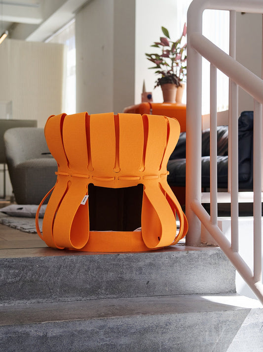 KFX-5336637 Double-Decker Cat Nest with Multi-Functional Scratching Board - Corrugated Paper and Felt, 50x50x40cm
