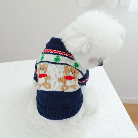KFX-5342013 Cozy Forest Bear Dog Sweater in Multiple Sizes and Colors