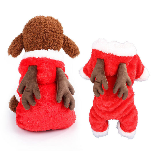 KFX-5350333 Coral Velvet Dog Clothing with Cartoon Designs - Elk, Cow, Dinosaur, Frog, and More