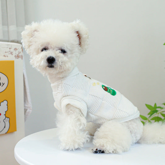 KFX-5358269 Pet Round-Neck Shirt in Afternoon Tea Colors for Dogs - White Coffee & Green Cake