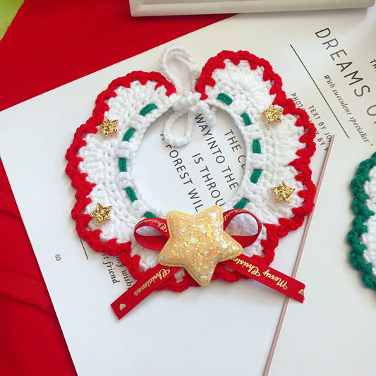 KFX-5359677 Hand Woven Wool Pet Collar for Christmas - Available in Multiple Festive Colors, Sizes S and M