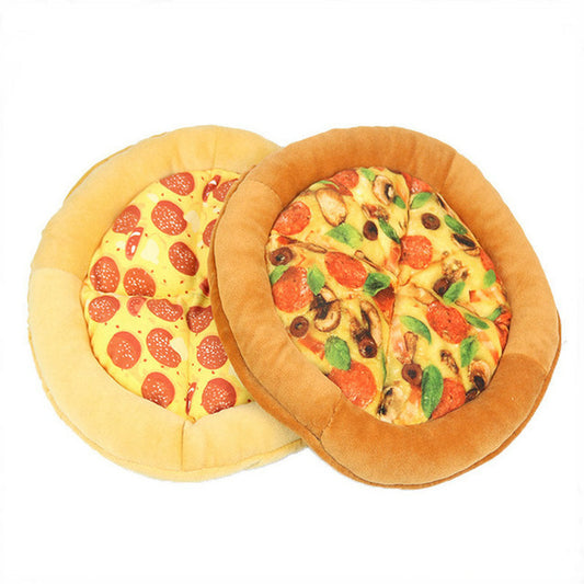 KFX-5364285 Durable Cloth Pet Toy with Sound Features - Pizza Shape, Bite Resistant, 24x24x2.5cm