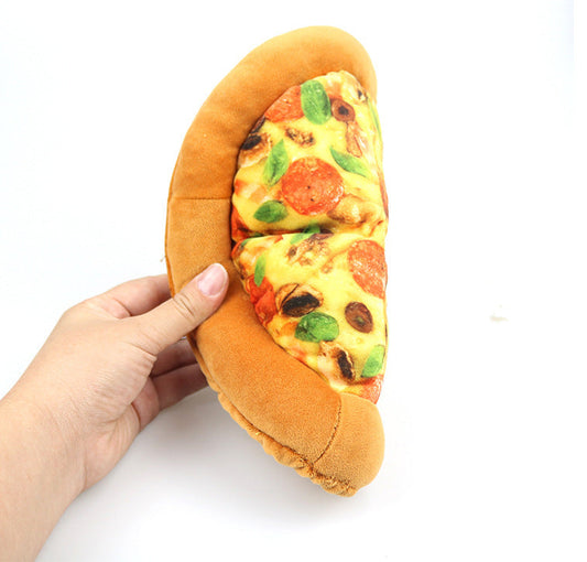 KFX-5364285 Durable Cloth Pet Toy with Sound Features - Pizza Shape, Bite Resistant, 24x24x2.5cm
