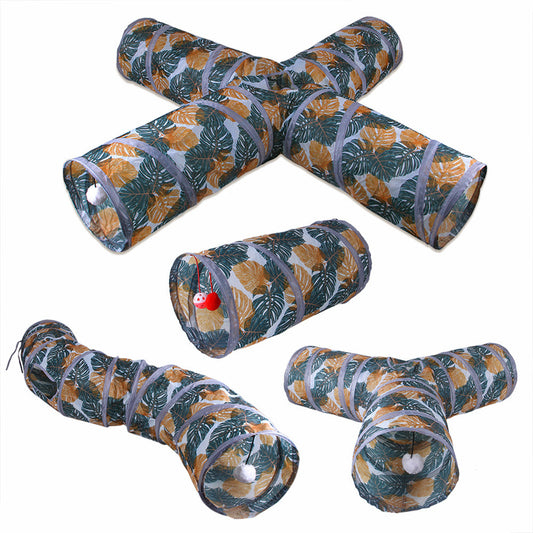 KFX-5368509 Foldable Cat Tunnel with Multiple Passes for Engaging Playtime