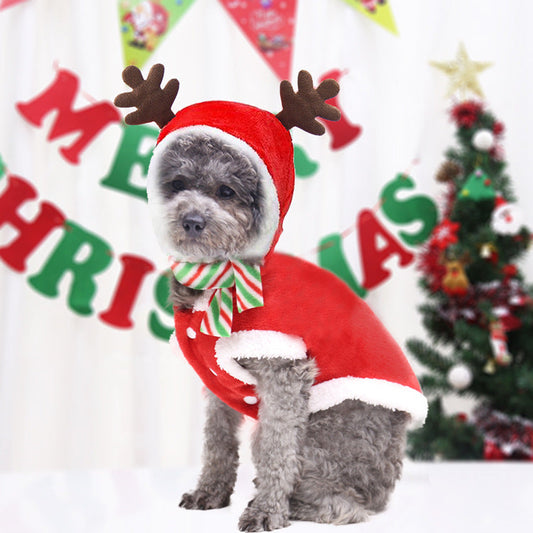 KFX-5379133 Adorable Christmas Dog Sweater with Green Scarf - Cozy Winter Outfit for Pets